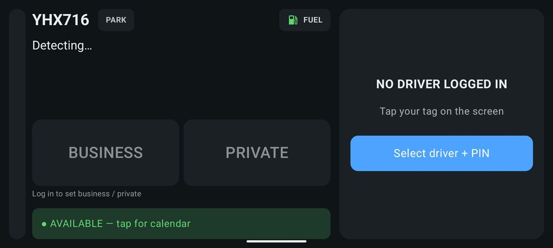 FleetLog kiosk-inloggning