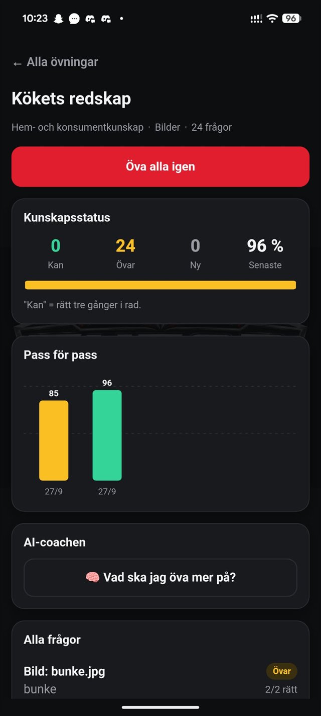 Tutor kunskapsstatus och AI-coach